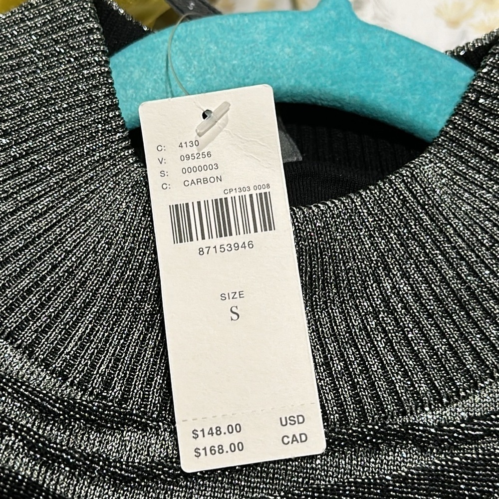 ANTHROPOLOGIE Metallic Sleeveless Mock-Neck Sweater Mini Dresssize Small - Picture 5 of 7